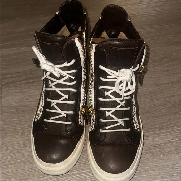 Men's Size 41 Giuseppe Zanotti High-Top Sneakers in Brown and White - Picture 1 of 7